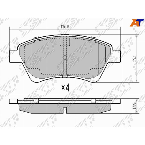 Колодки тормозные перед RENAULT MEGAN 03-09/SCENIC 03-06 SAT