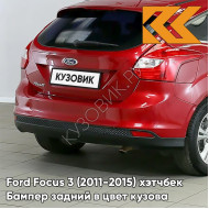 Бампер задний в цвет кузова Ford Focus 3 (2011-2015) хэтчбек NDTA - COLORADO RED - Красный