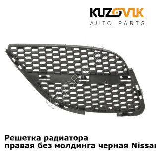 Решетка радиатора правая без молдинга черная Nissan Almera N16 (2002-2005) KUZOVIK